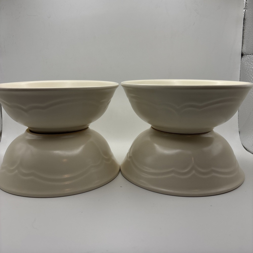Pfaltzgraff Tea Rose 6" Cereal Soup Bowls Set of 4 Plain No Decal Cream